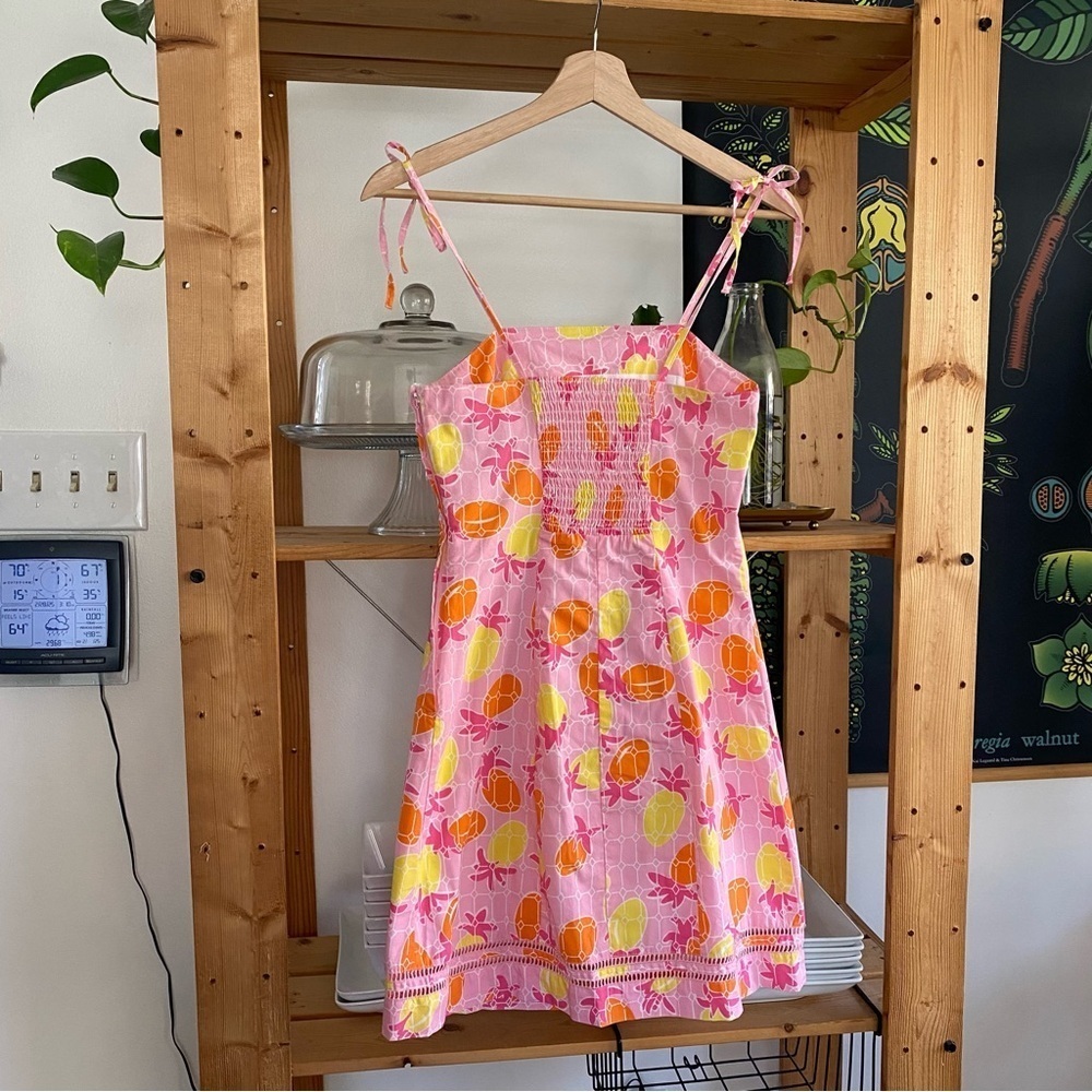 Lilly Pulitzer Vintage Pink Yellow Orange Pineapple Tile Print Mini Dress 0 - Picture 3 of 15